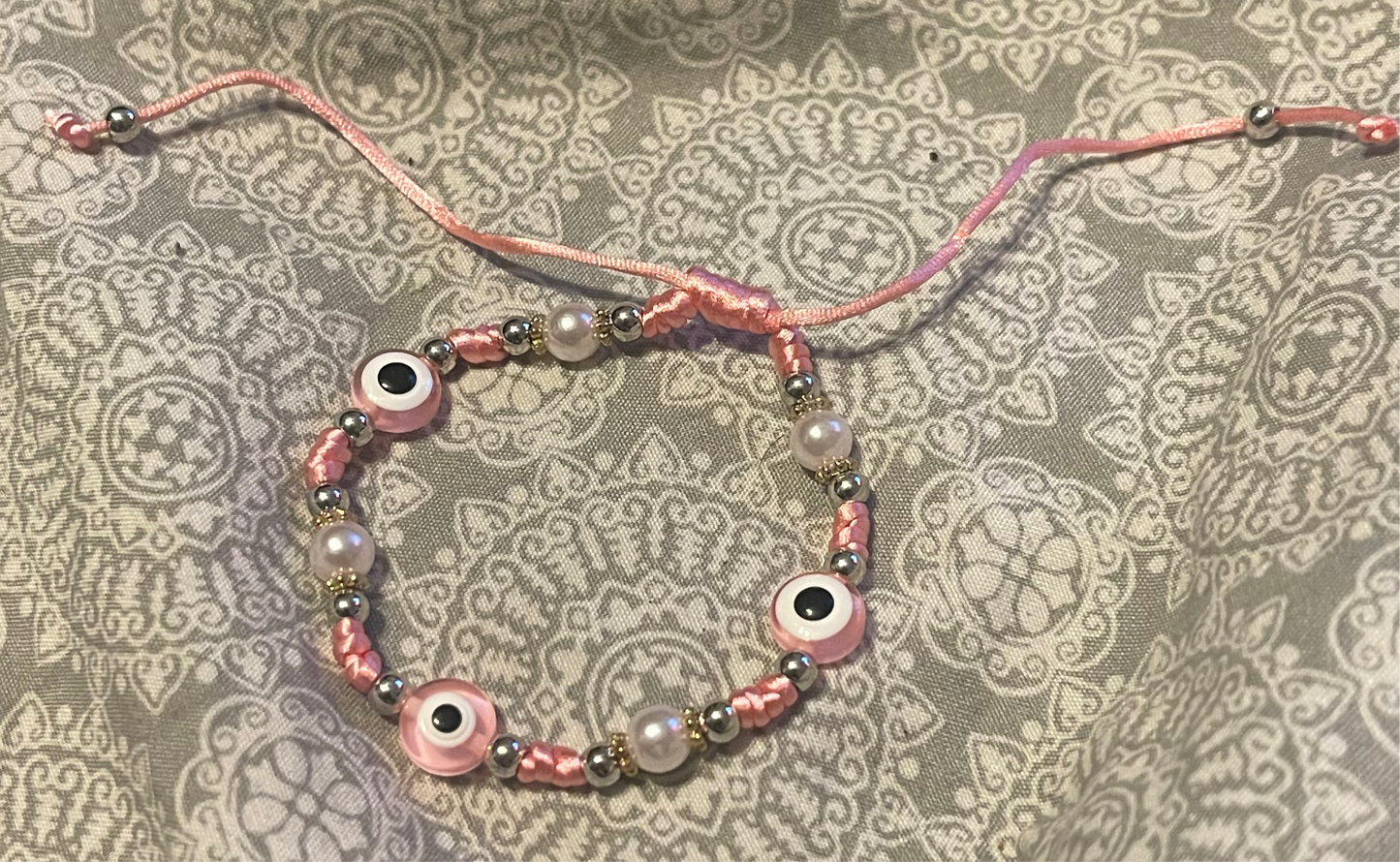 Pink evil eye bracelet
