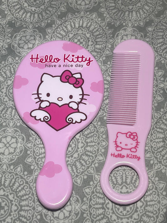 Hello kitty heart mirror y comb